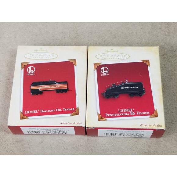 Christmas Tree Ornament Lionel Train Die Cast Metal 2003 2005 Hallmark x2 Vtg - Picture 6 of 10